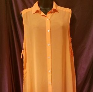 Glam Dollz Button Up Sheer Side Tie Top Large